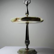 Rare display stand in green onyx and silver-plated metal, Italy, vintage 1935-1955.