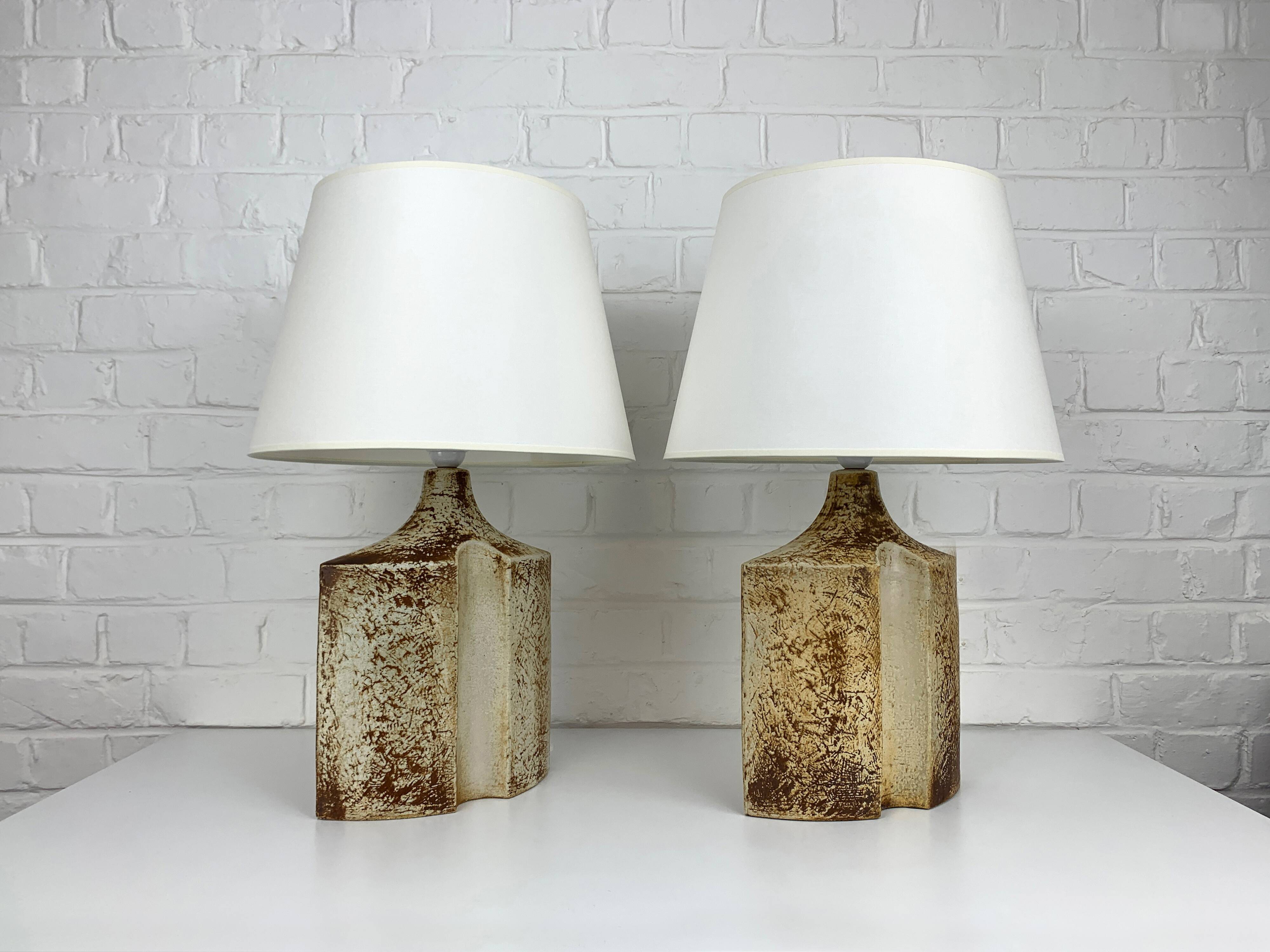 Pair of Haico Nitzsche ceramic table lamps for Soholm, Denmark