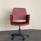 Vintage adjustable office chair – red faux leather, 1960-70s