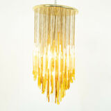 Chandelier 4 lights mazzega glass white gold 60