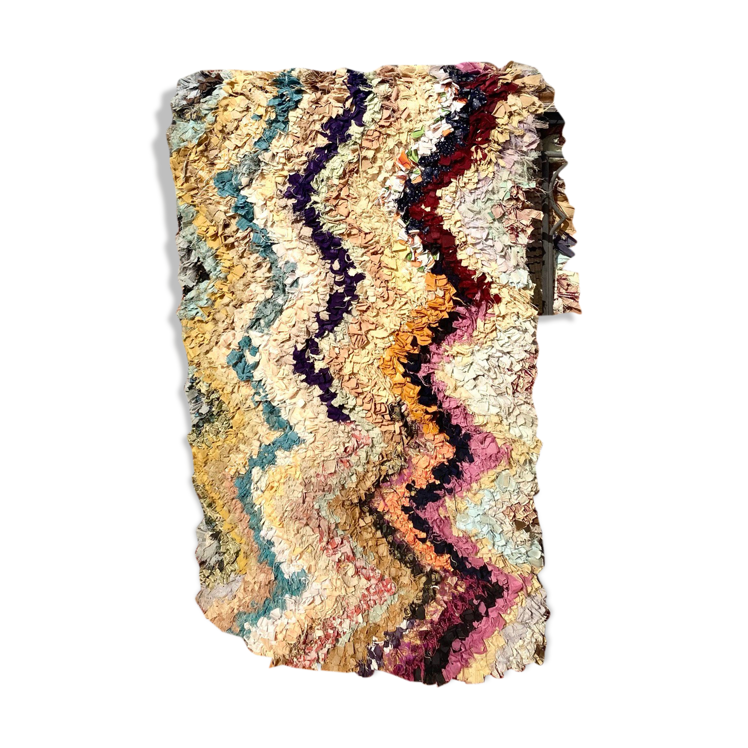 Moroccan carpet boucherouite zig zag