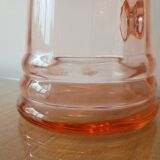 Vintage pink glass water carafe from the 1970s.