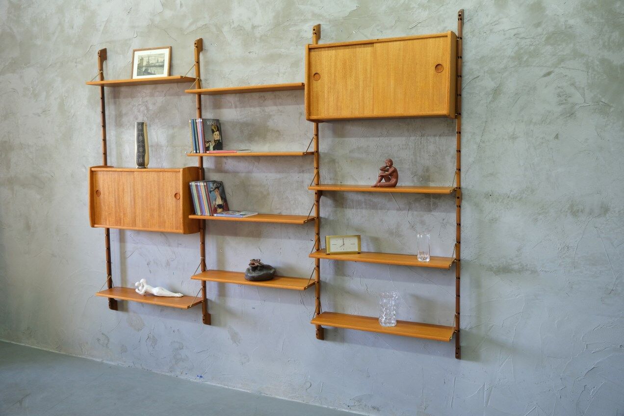 Mid-century modular teak wall unit by john texmon for blindheim mobelfabrik, norway, 1960s