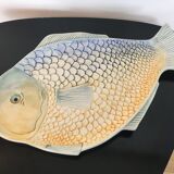 Plat zoomorphe poisson en céramique multicolore