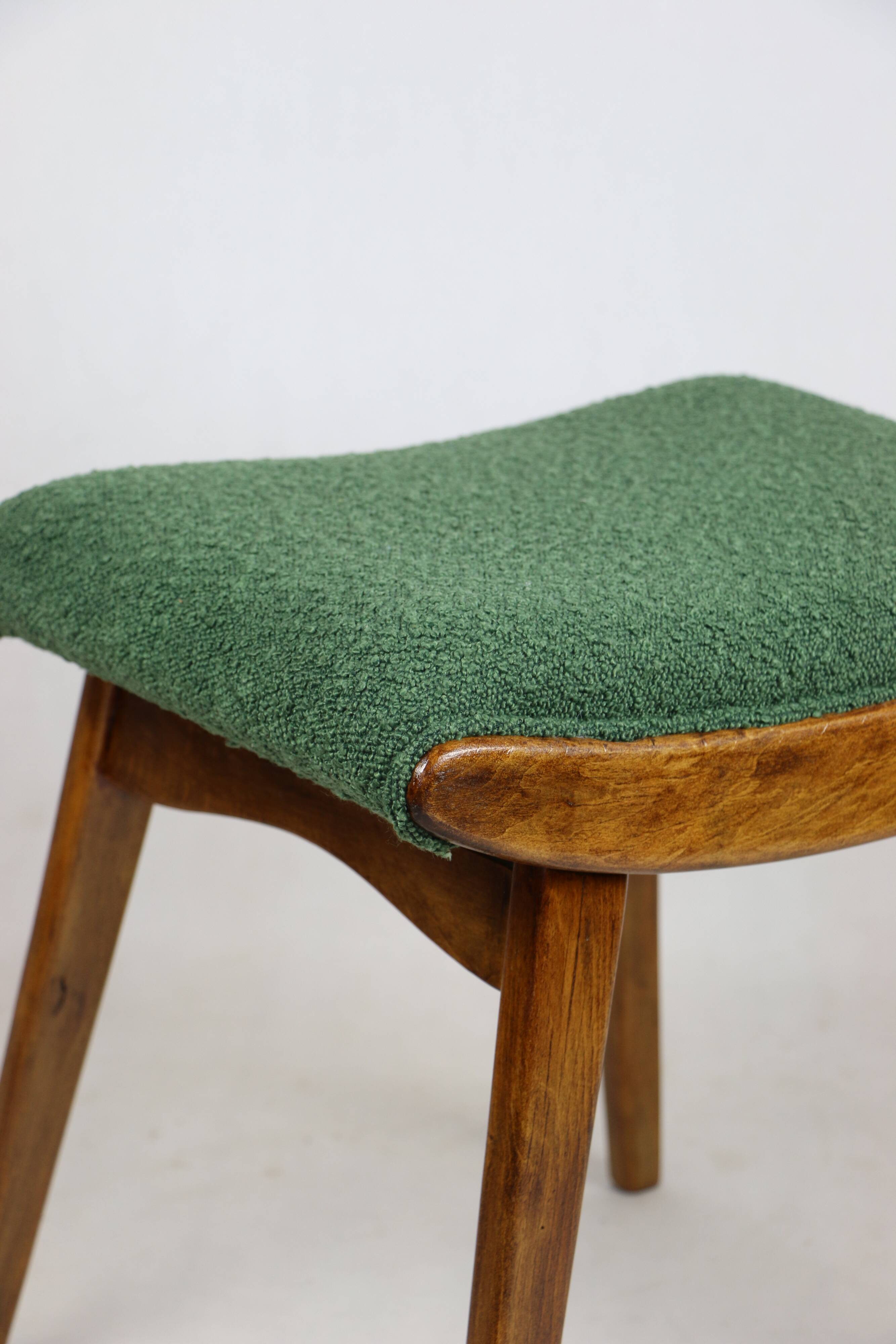 Green boucle Art Deco stool seat - 2 pieces available