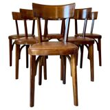 Bistro Wood Chairs, Set of Six, Italy 1950