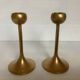 Pair of Scandinavian brass tulip foot candlesticks