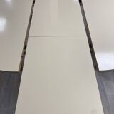 Round butterfly extension table in cream and chrome formica, 1960s/1970s