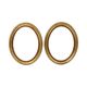 Pair Oval Gold Wooden Frames Classic Style Velvet 49x39cm