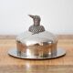 Vintage Silver Plated Butter Dish with Duck Head: Old Swedish Butter Mold