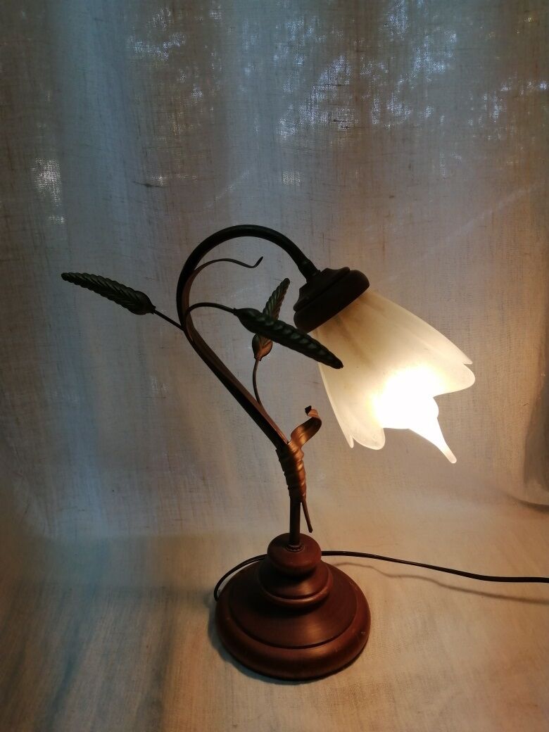 Glass and wood lamp ears of old glass wheat