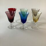 Set of 6 colored liquor glasses