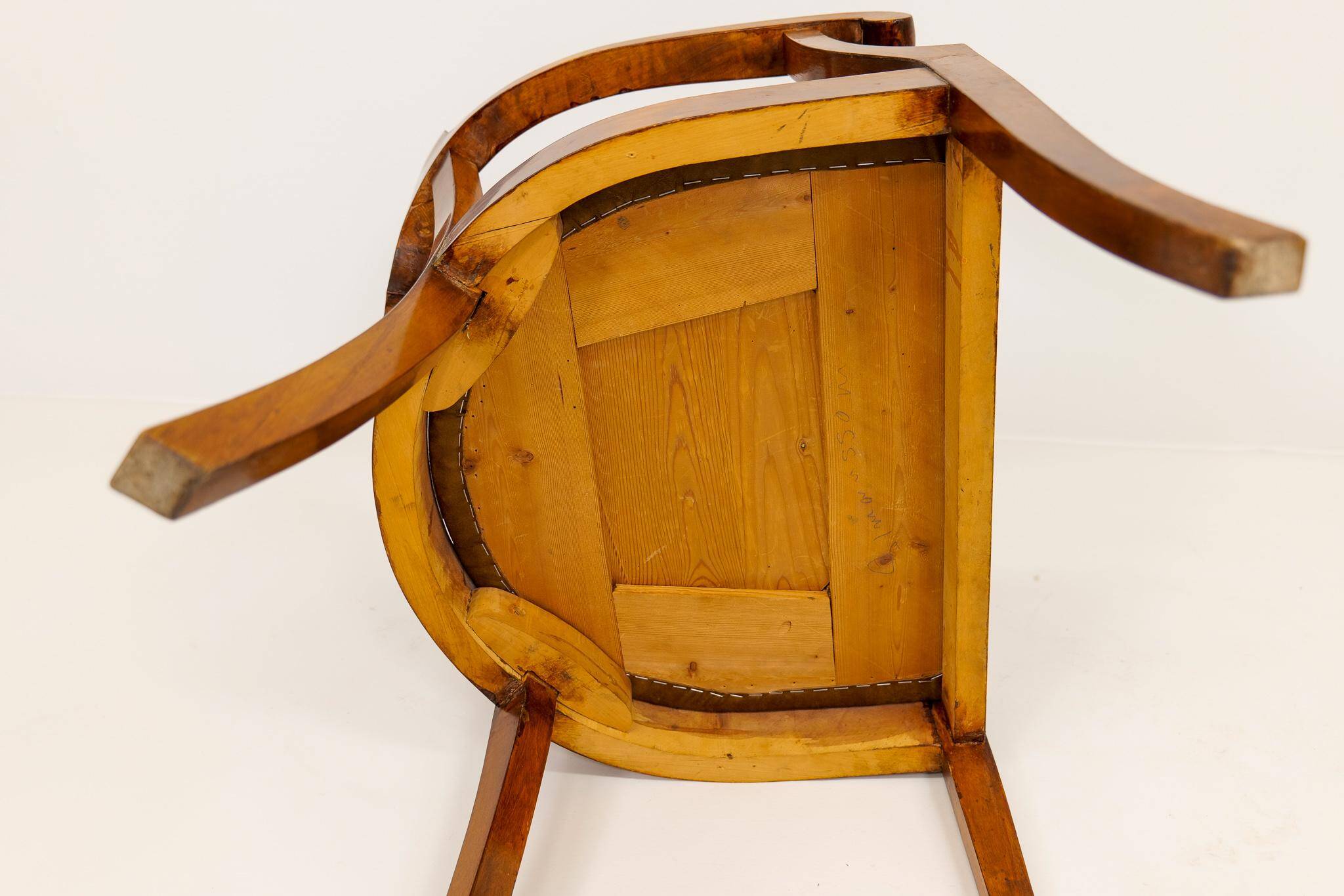 Swedish office chair in lacquered birch, mahogany brown, Sweden, 1920s.