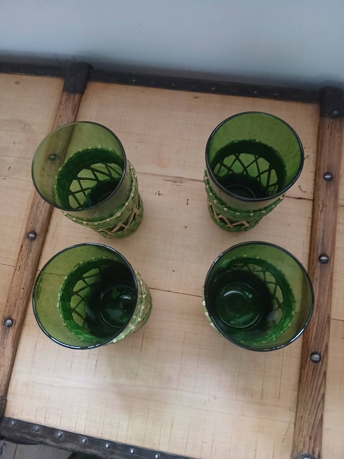 4 orangeade glasses with braided base