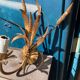 Pair of gold metal sconces decorated with wheat cob