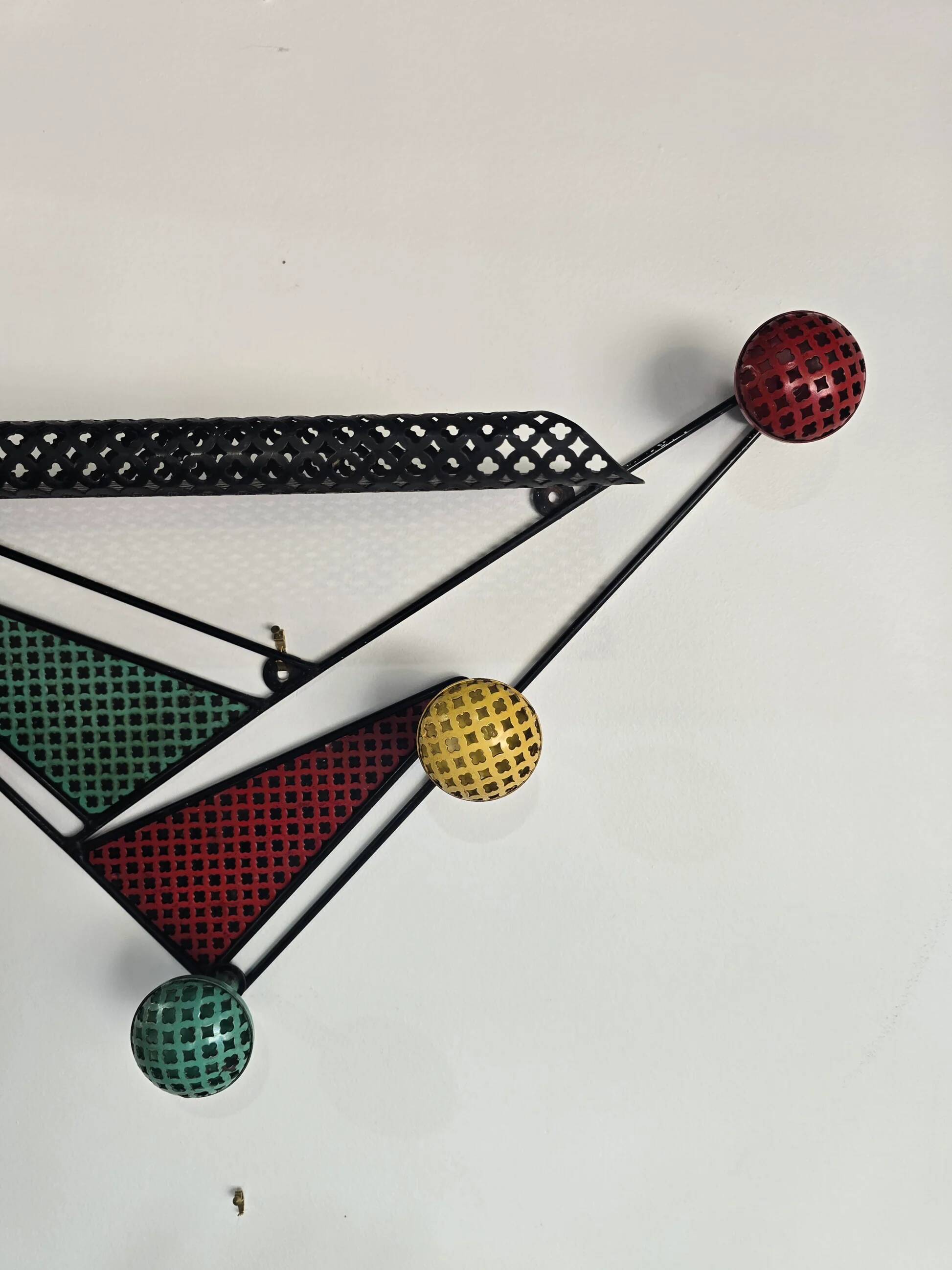 Wall-mounted coat rack attributed to Mathieu Matégot – France, 1950s