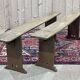 Pair of 1930s benches in elm and chestnut