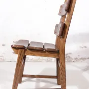 Set of 4 brutalist oak ladderback dining chairs – Netherlands, 1970s