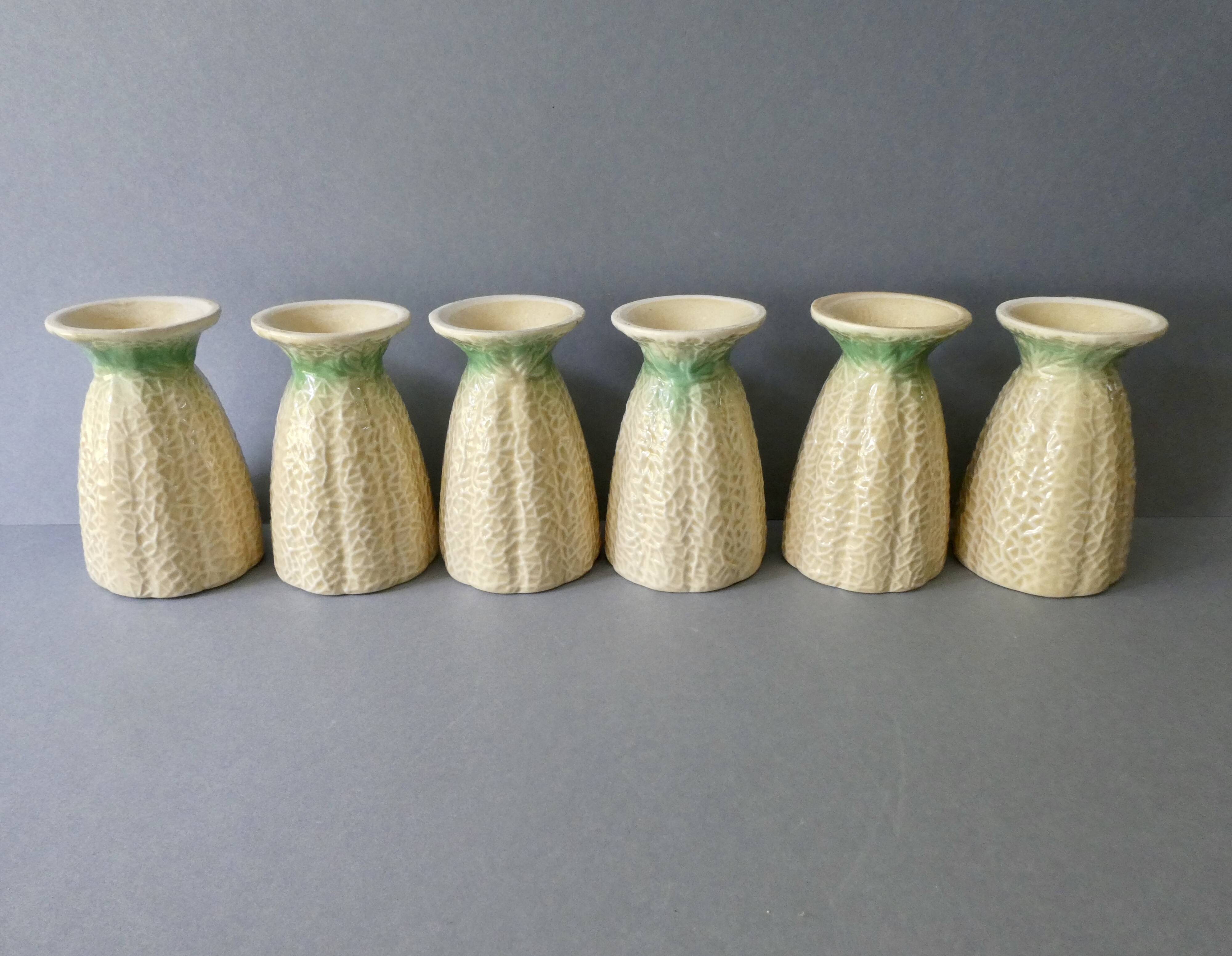 6 mazagrans in barbotine, melon, 70s