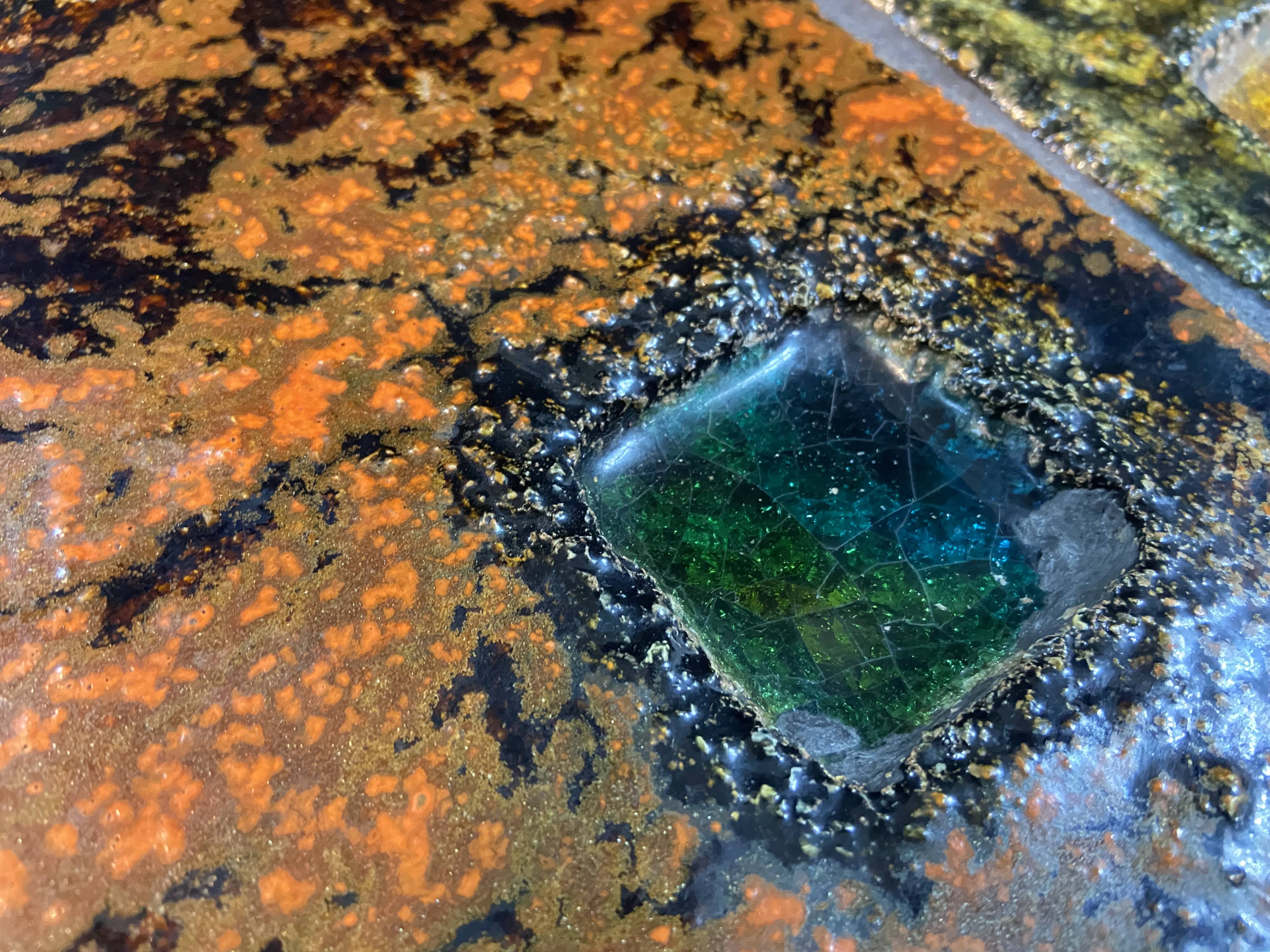 Roche Bobois coffee table design 1960-1970 ceramic top on metal.