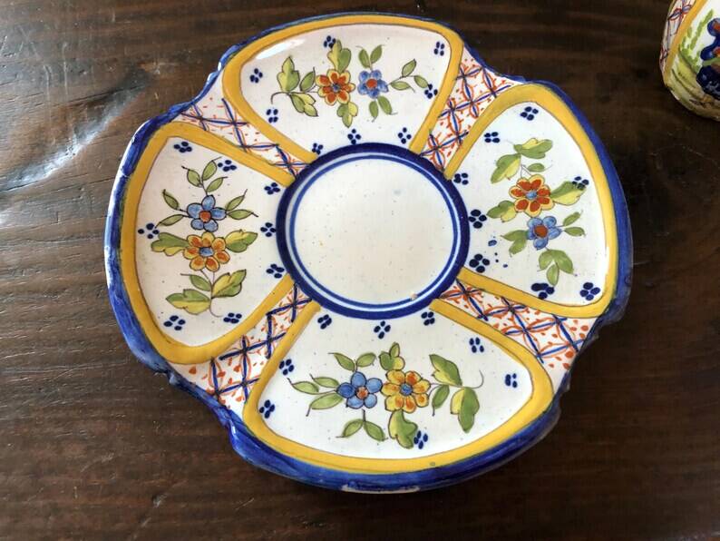 Antique Henriot Quimper Faience Coffee Set, Breton Folk Art, 1893-1904
