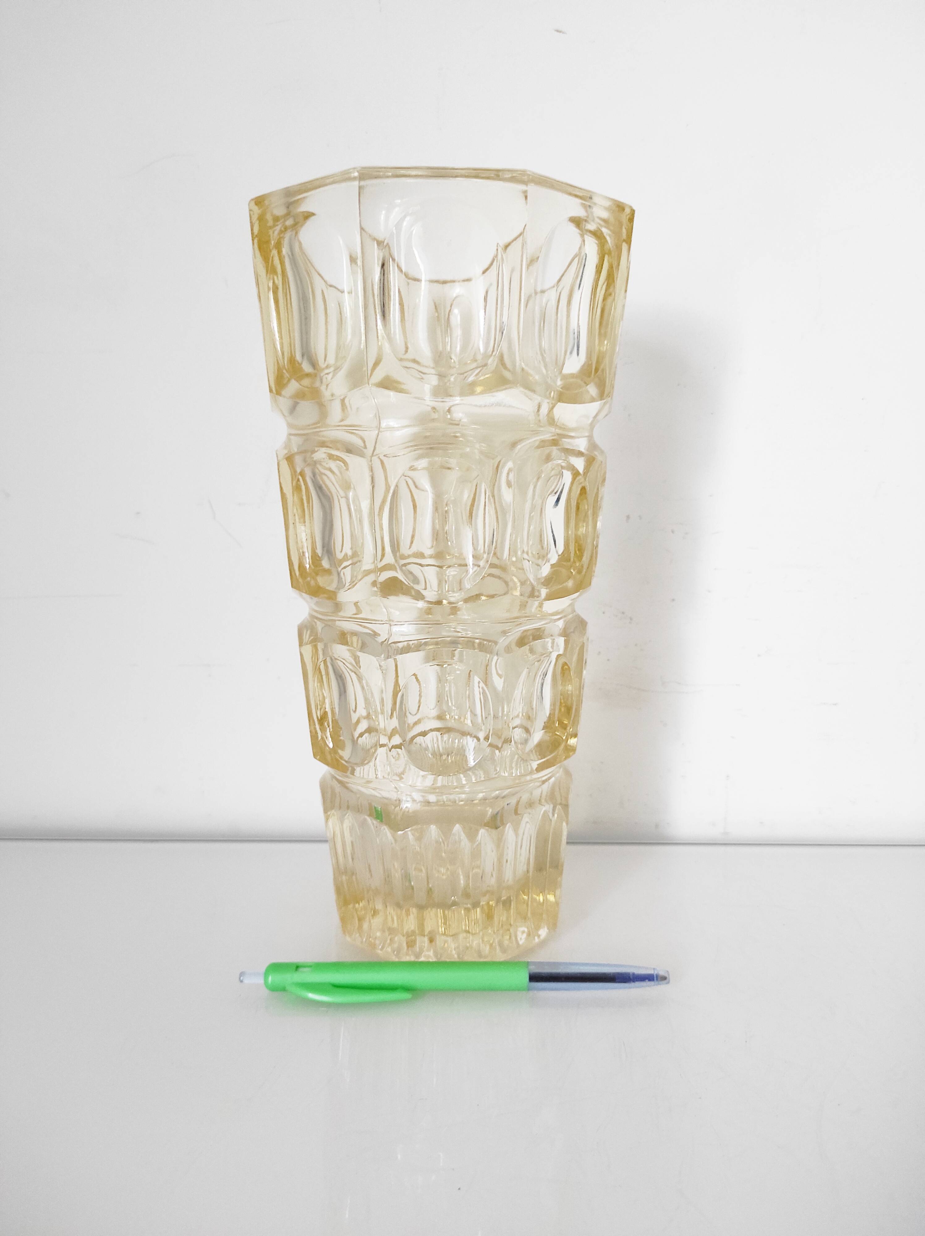 Yellow glass vase by Josef Hoffman for Moser