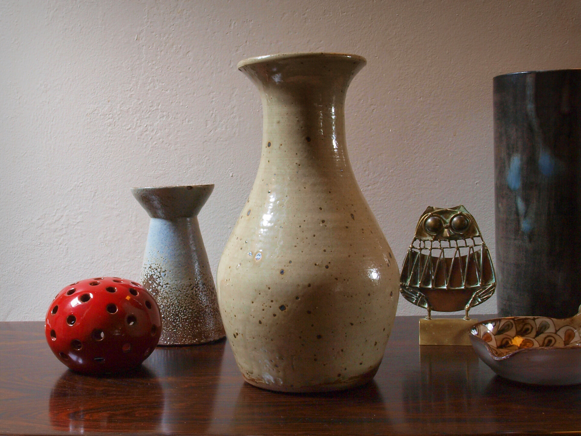 Pyrite sandstone vase by Jean Migeon in La Borne, 60s