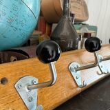 Old school coat rack 10 black ball hooks