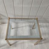 Vintage gilded metal side tables, glass and mirror