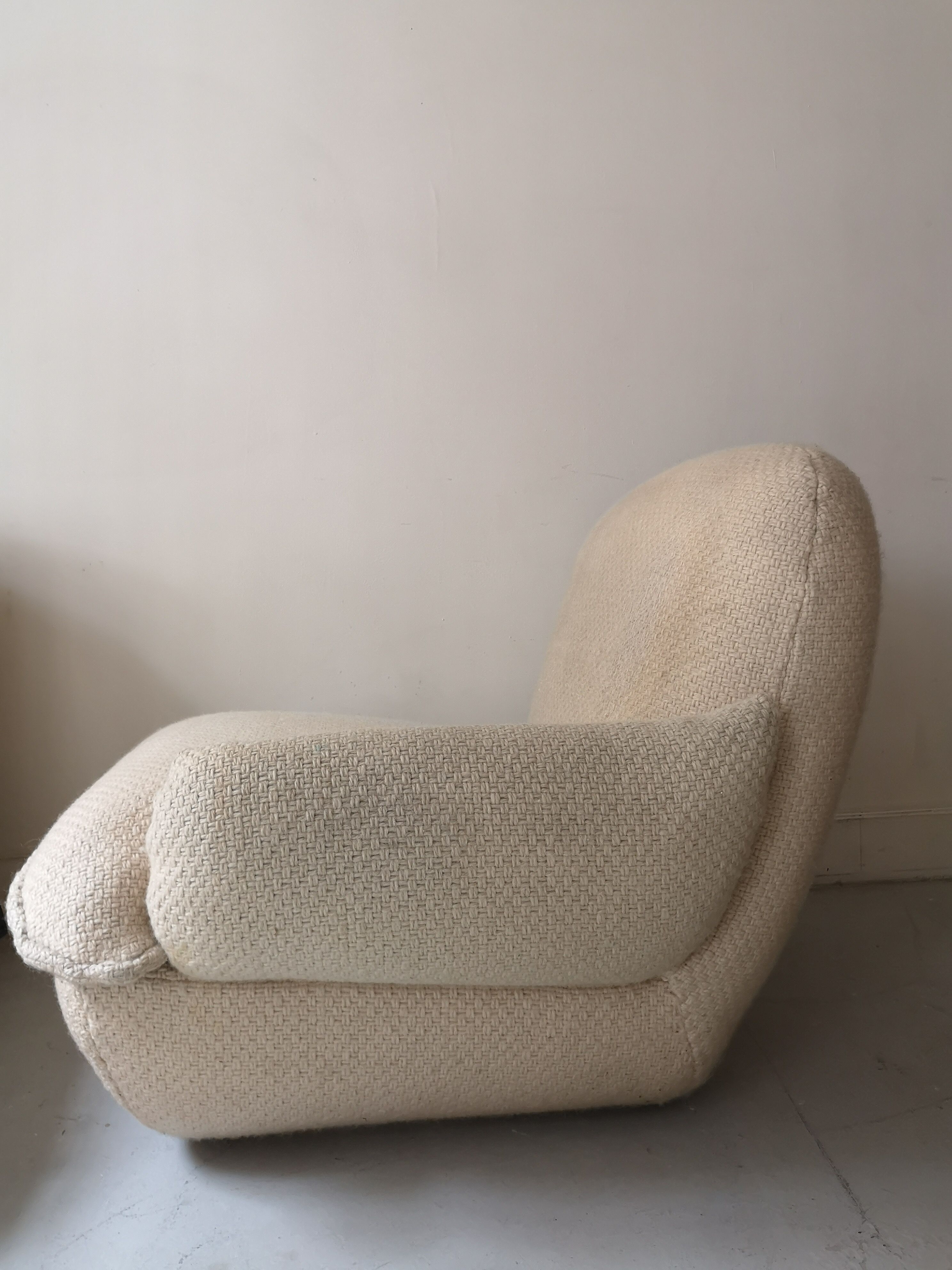 3-seater modular sofa in French terry-style wool fabric, airborne 1970