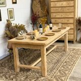 Solid oak farmhouse table with 2 central extensions