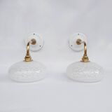 Speckled glass swan neck wall lights