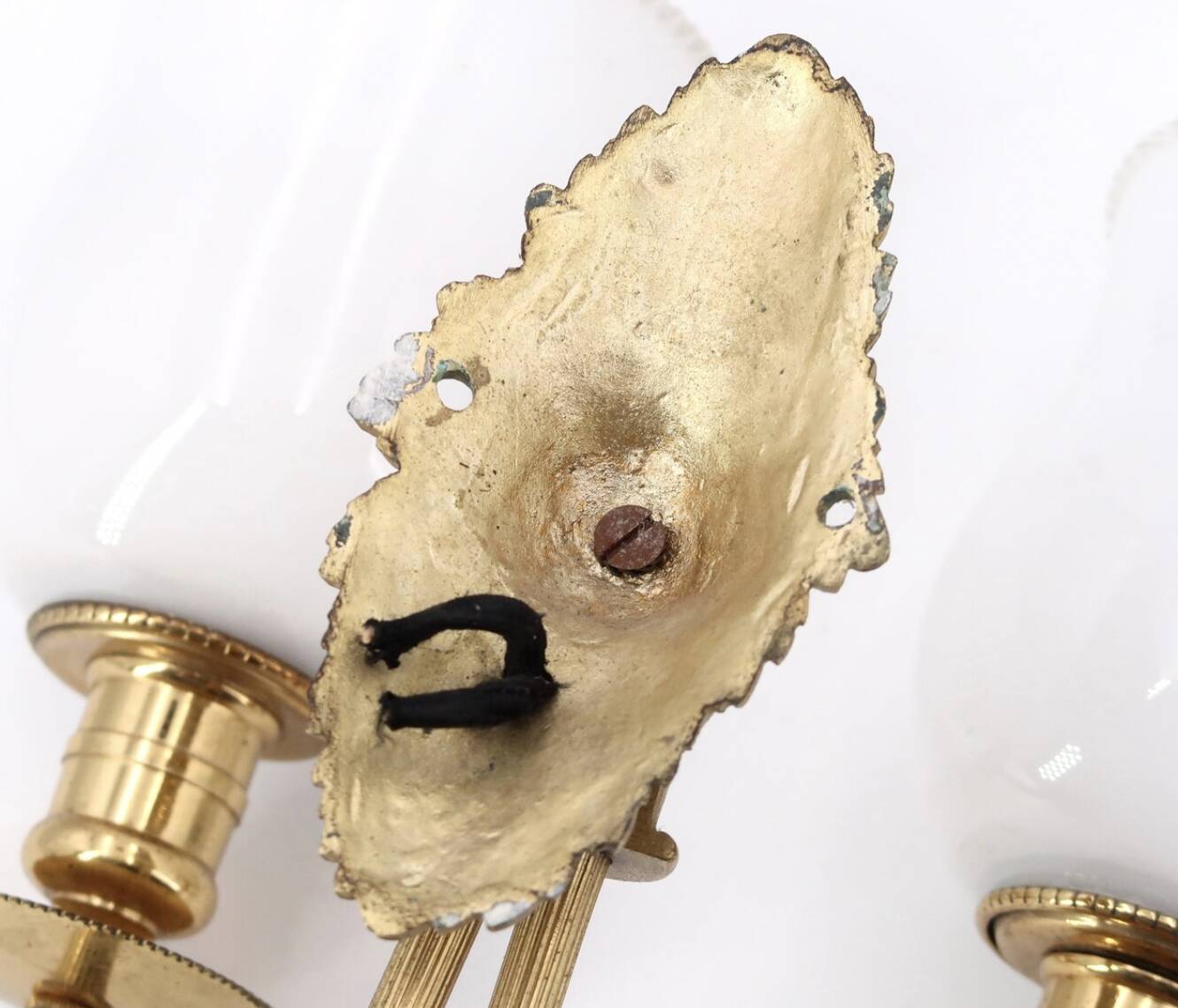 Applique double en laiton et verre opaque, années 50