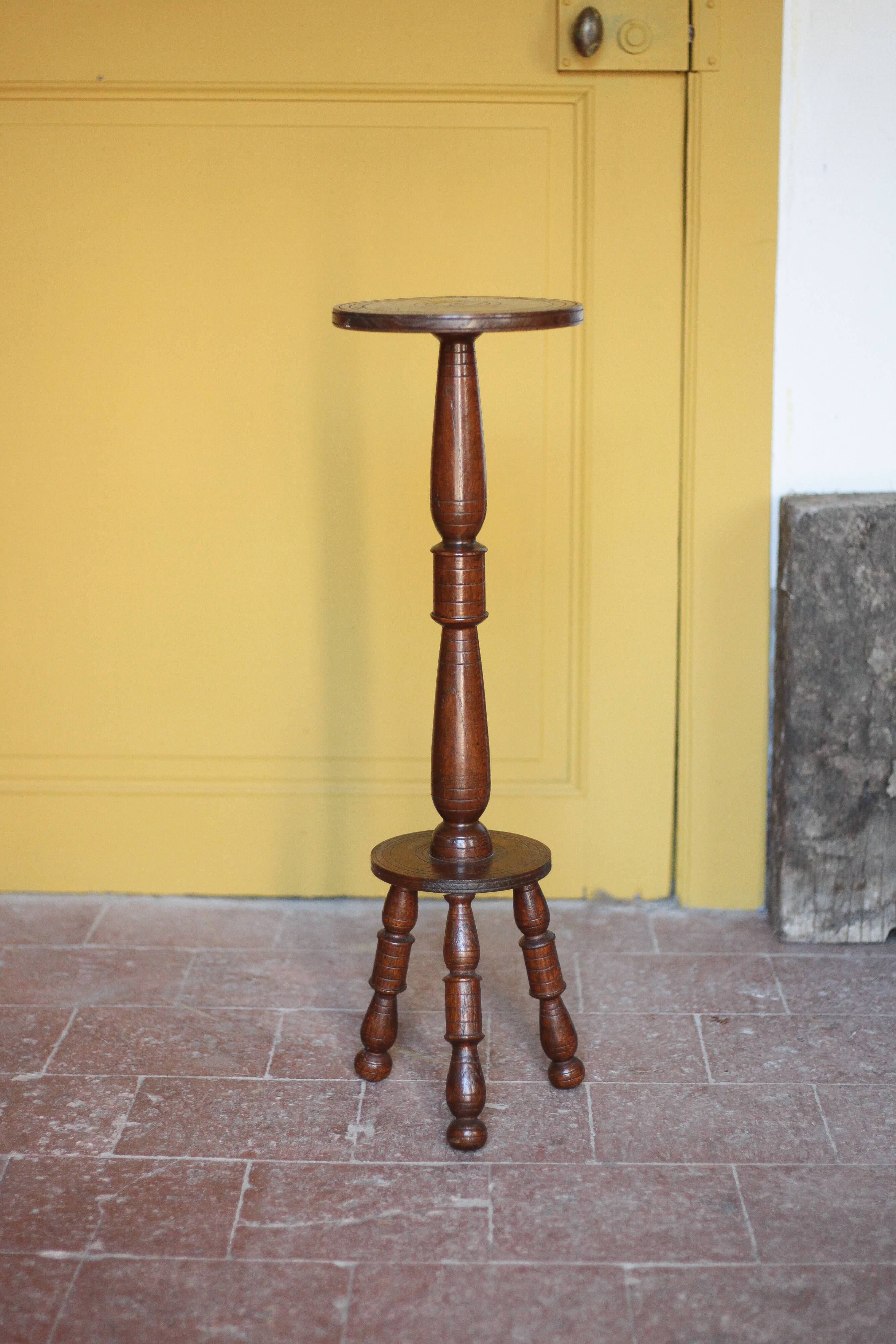 vintage wooden pedestal, Art Deco pedestal, column wood