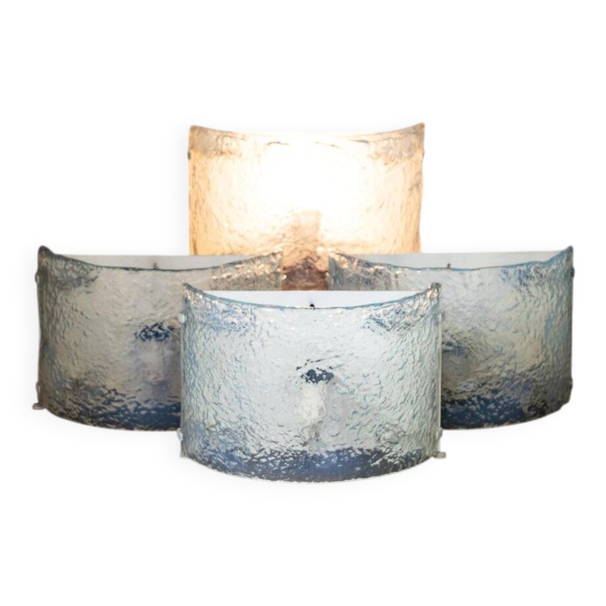 Vintage Murano glass wall lamps by Mazzega, Italy, 1970, set of 4