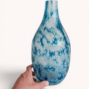 Brutalist Blue and White Reactive Art Glass Vase, Europe, 1970s