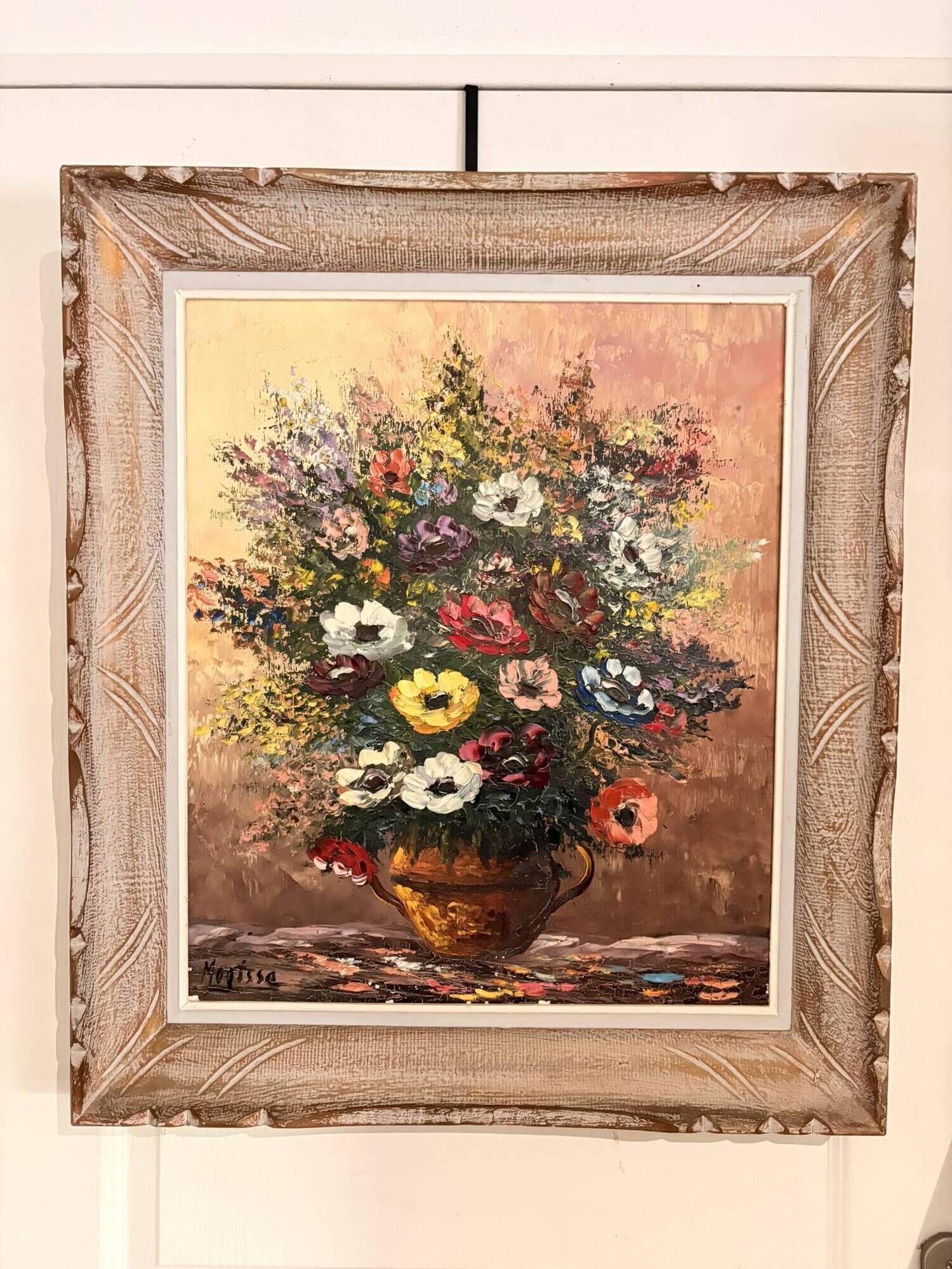 Oil Painting Canvas Bouquet Flowers Still Life Signed Robert Mogis