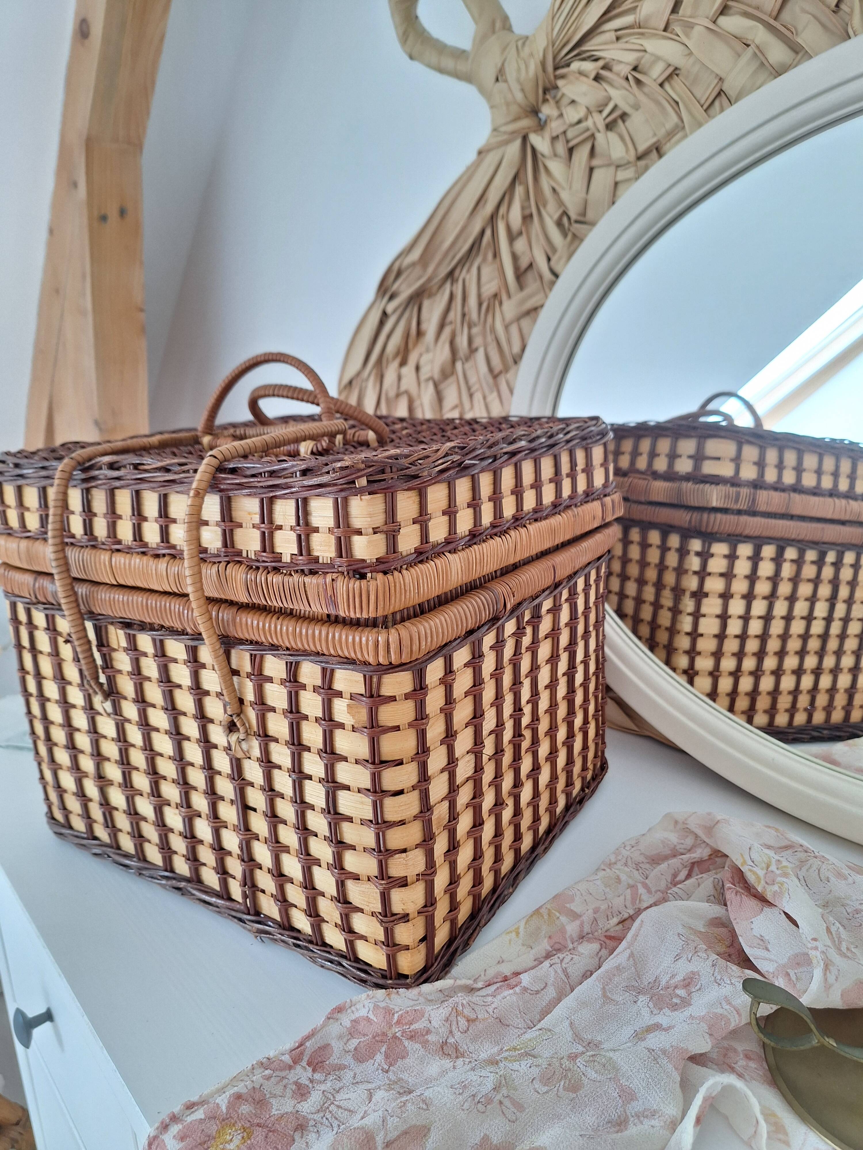 Vintage wicker suitcase