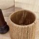 Lampe bois, câble tissu, abat-jour coco années 70