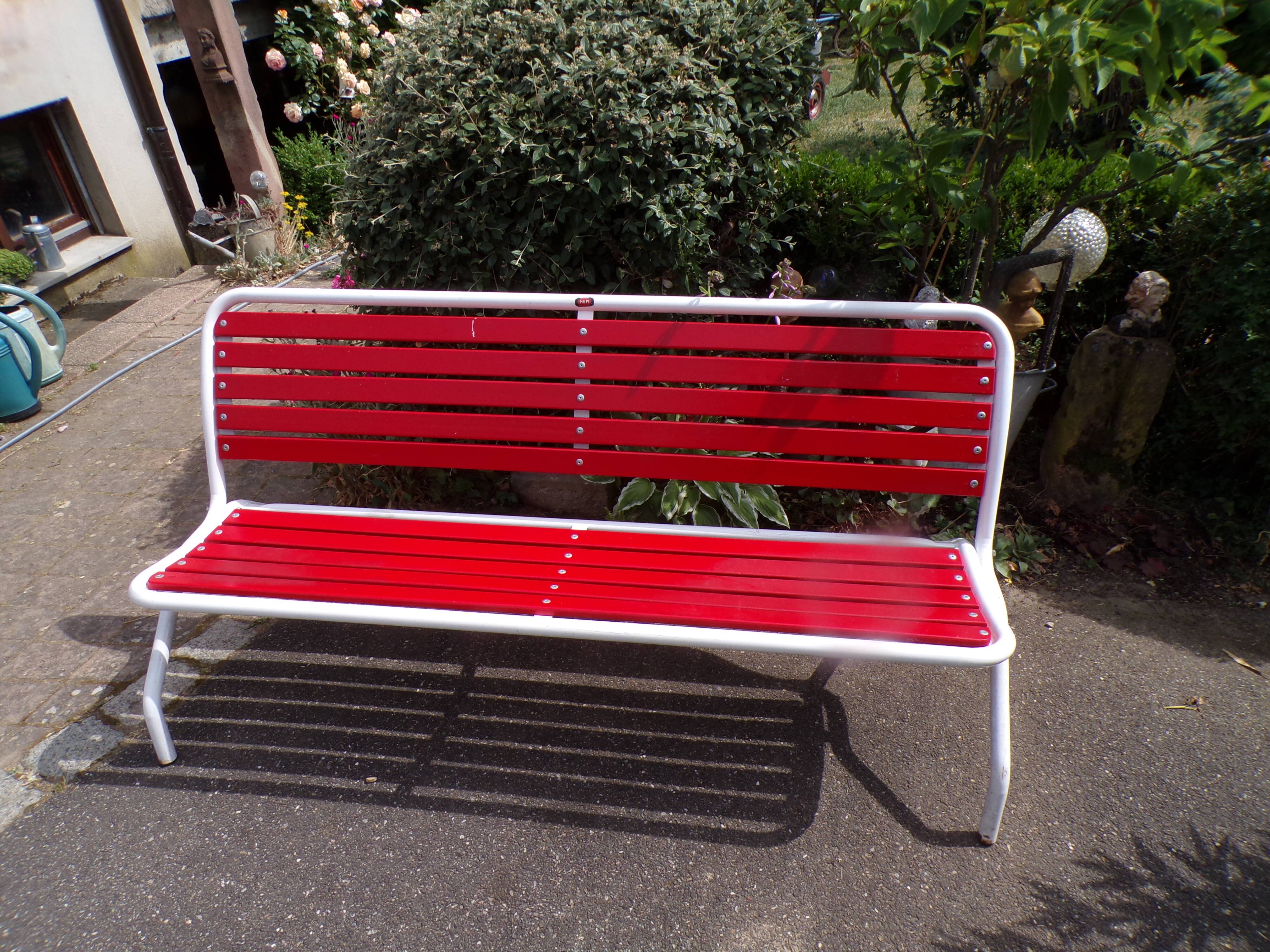 Old folding wooden and metal bench