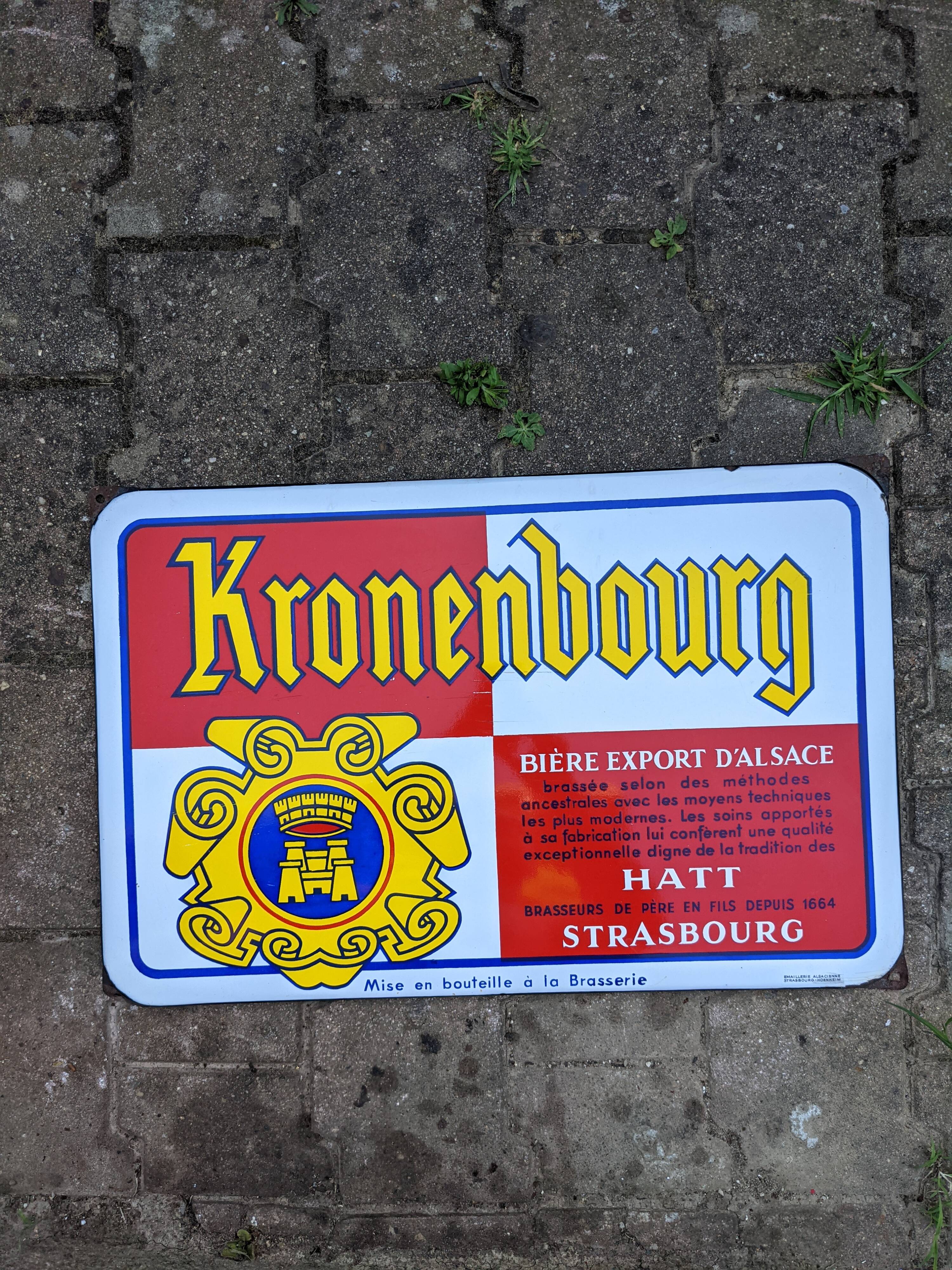 Enamelled plate Kronenbourg 60s