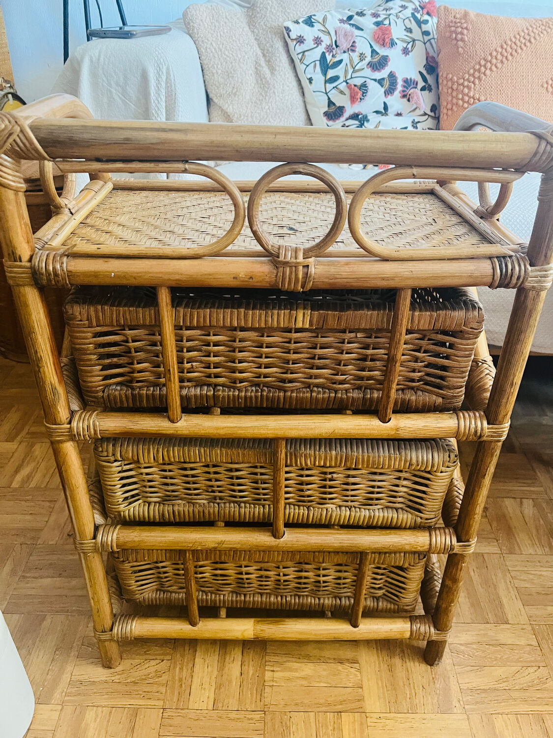 Rattan bedside table chiffonnier