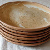 Lot 6 assiettes plates grès artisanal