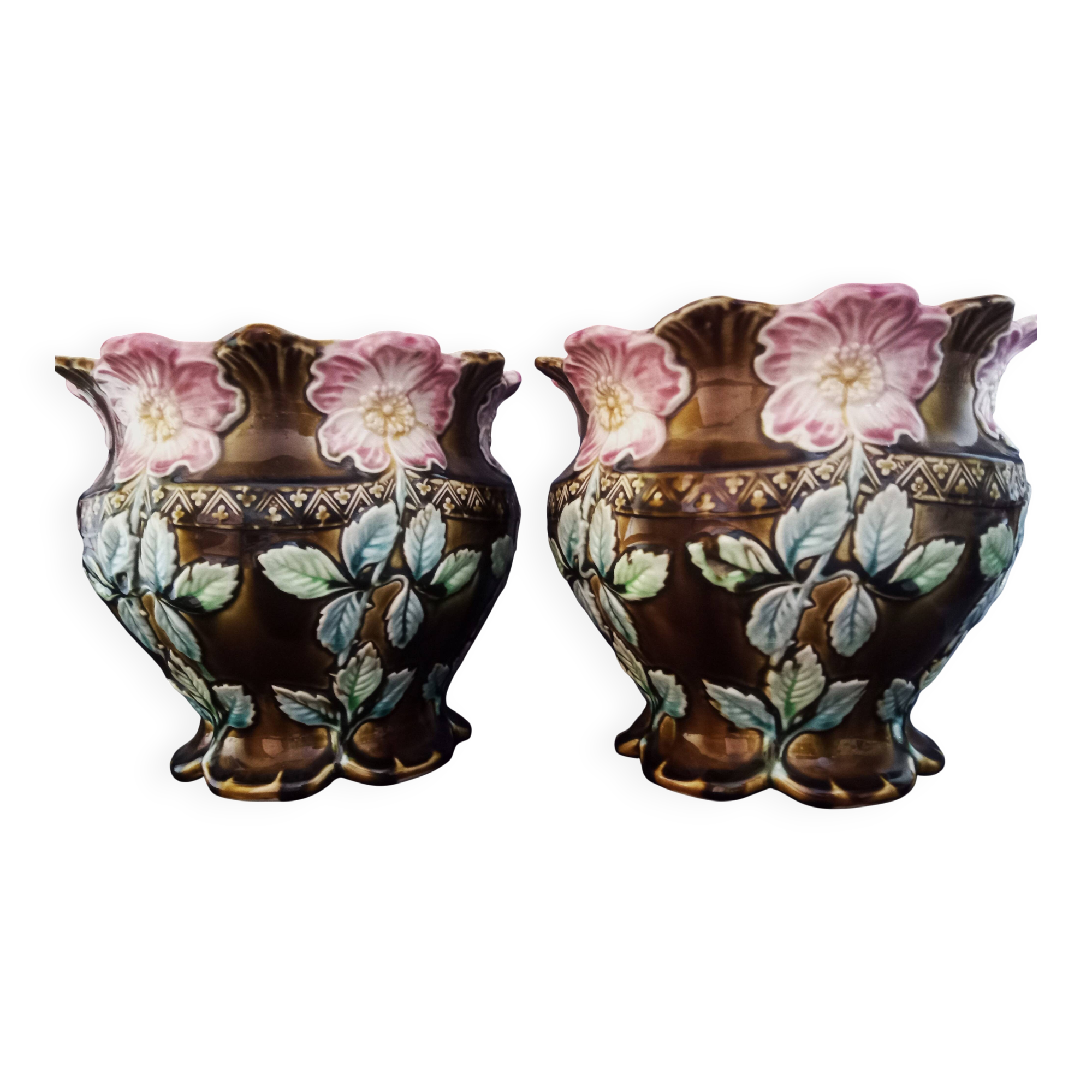 Gustave de Bruyn, Fives/Lille workshop - Pair of slip-cast planters