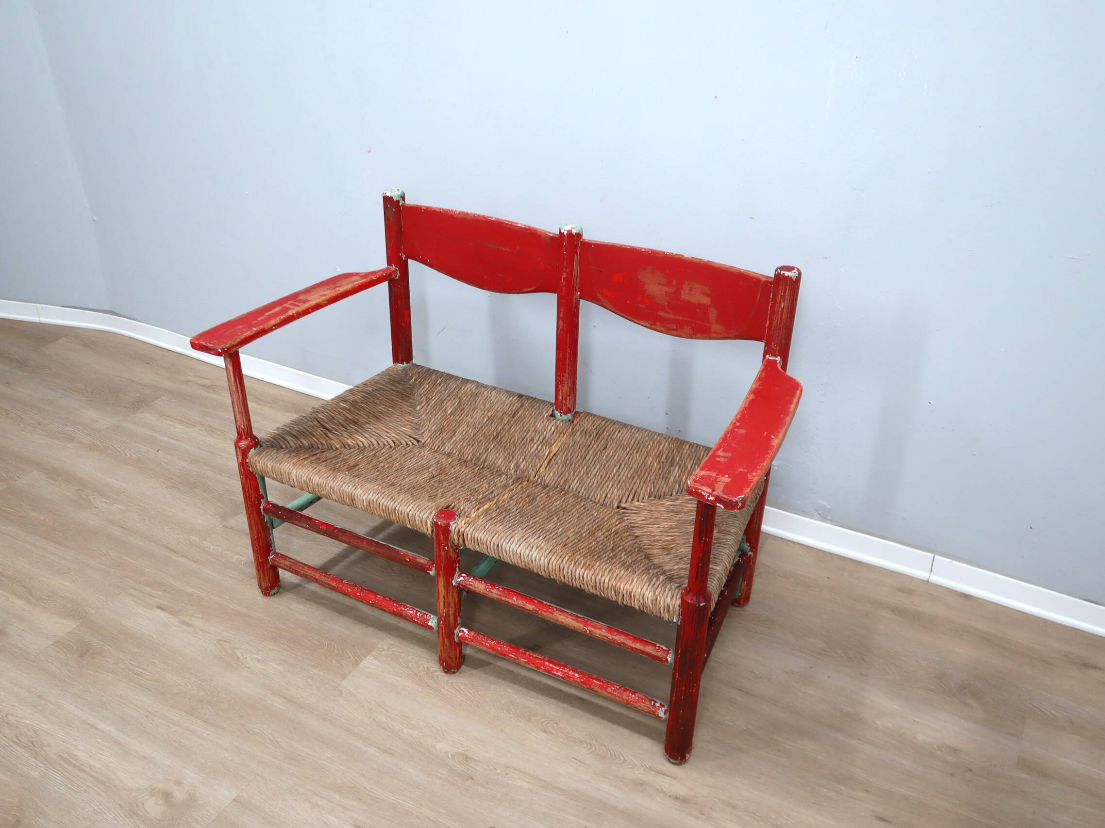 1930s Italian rustic wooden country chic bench