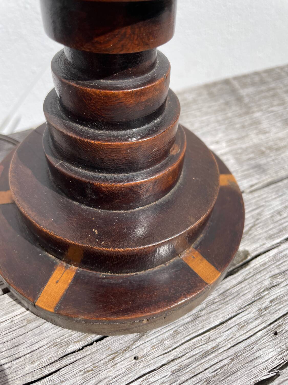 Art Deco Turned Wood Lamp Base