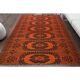 1970s Vintage Turkish Oushak Handmade Wool Cotton Orange Area Rug 186x272