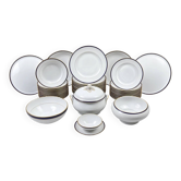 45-piece table service in Limoges porcelain by Chastagner, blue and gold.