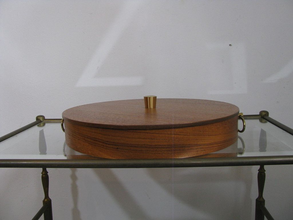 Mid century sewing box with / asystent / Service platform  teak 1960/70s