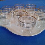 Set de 12 petits verres cerclés or